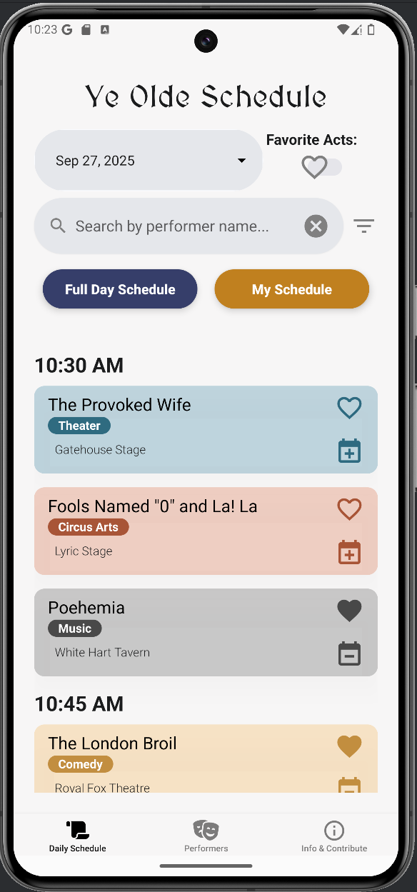 Ye Olde Schedule App Screenshot